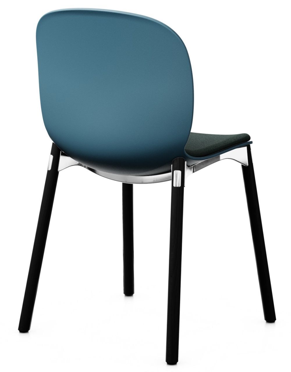 Ergonomischer Stuhl mit blauer Rückenlehne und schwarzem Gestell, ideal für dynamisches und gesundes Sitzen.