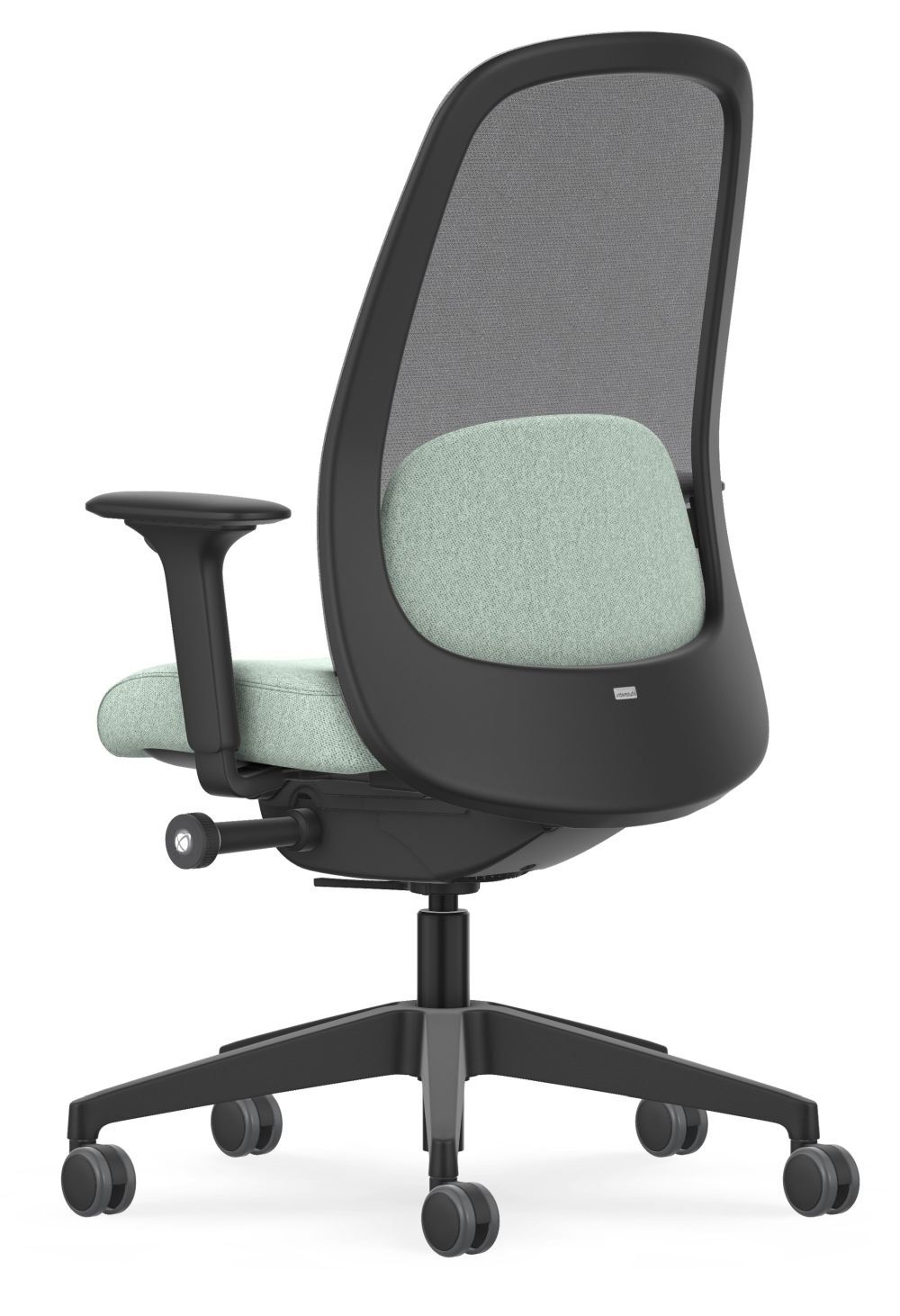 Ergonomischer Bürostuhl mit Netzrücken und verstellbaren Armlehnen, ideal für gesundes, dynamisches Sitzen.