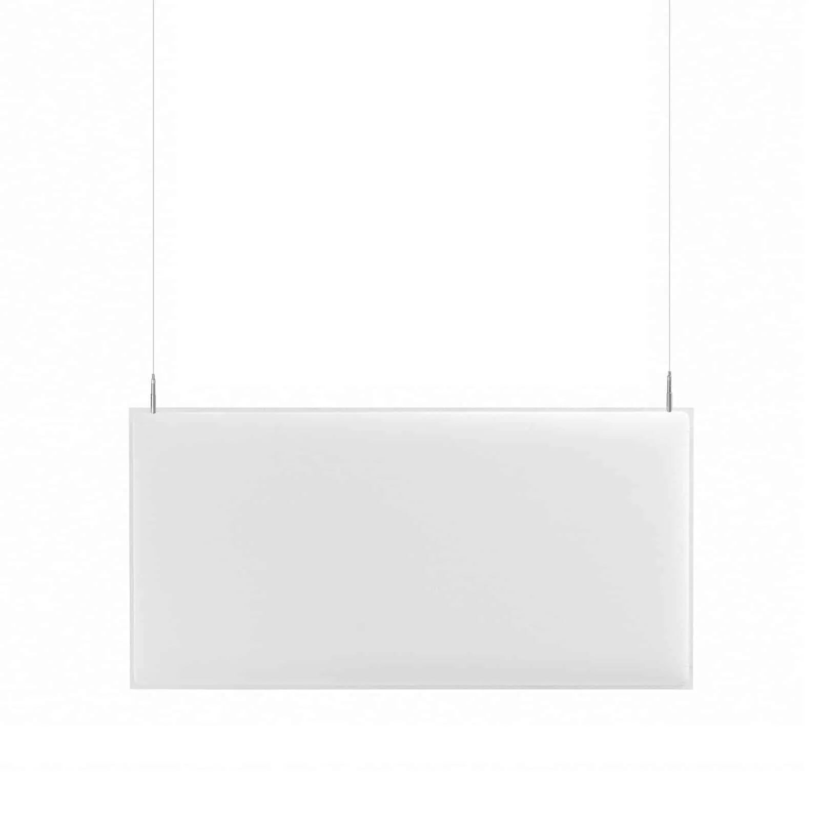 Schallabsorbierendes, rechteckiges, hängendes Panel für die Verbesserung der Akustik in Büroräumen.