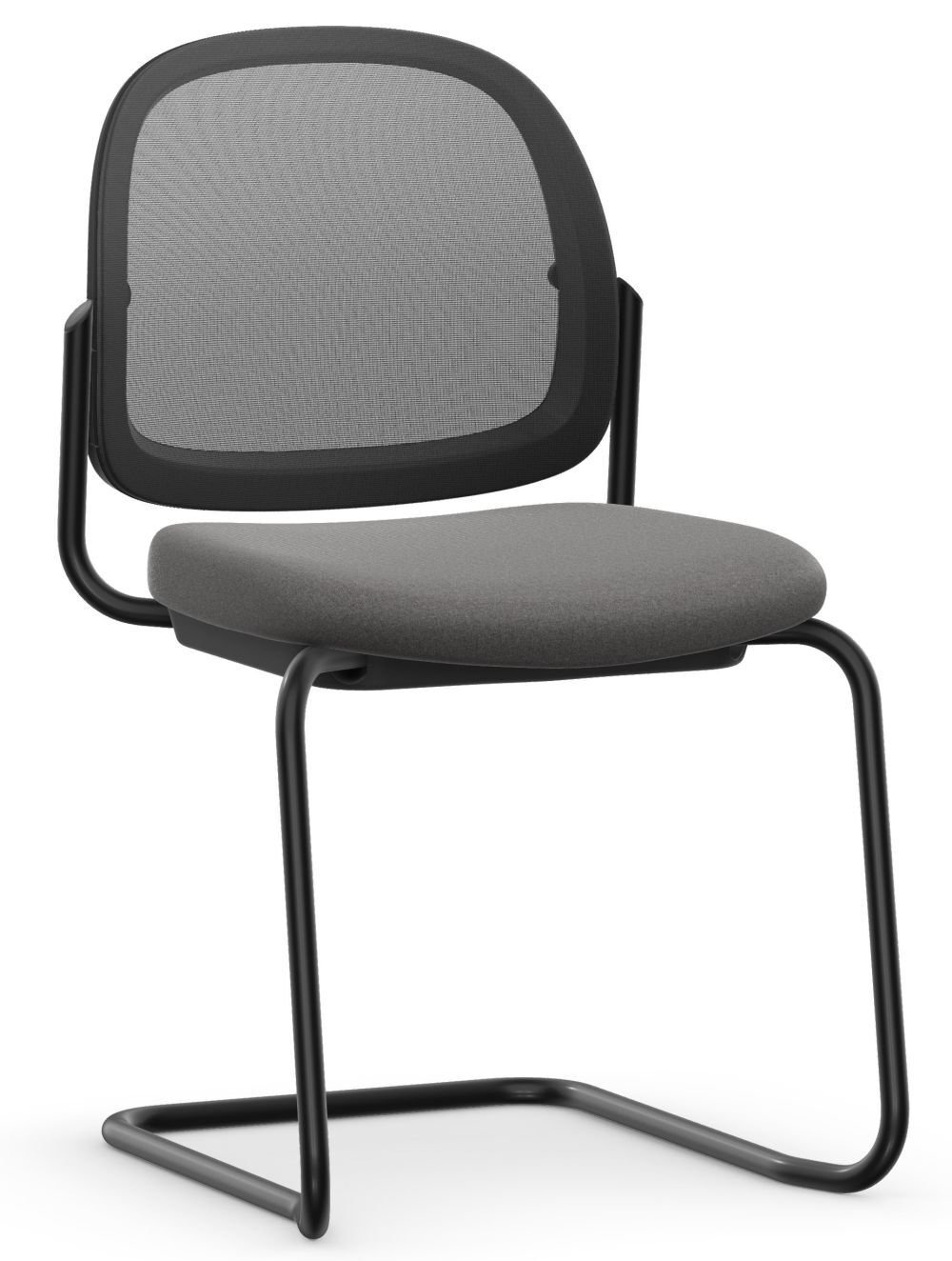 Moderner ergonomischer Bürostuhl mit schwarzem Netzrücken und grauer Sitzfläche, ideal für dynamisches Sitzen.