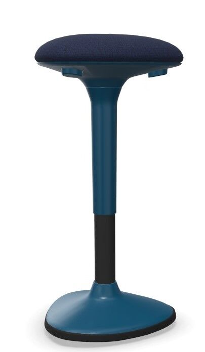 Moderner ergonomischer Hocker in Blau mit runder Sitzfläche, ideal für dynamisches Sitzen im Büro oder Homeoffice.