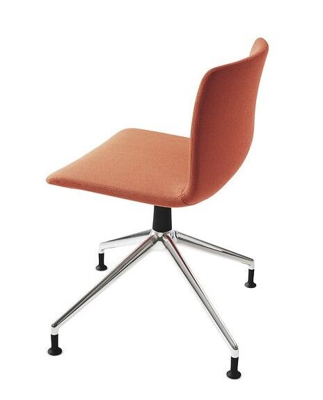Moderner ergonomischer Bürostuhl in Orange mit drehbarem Metallfuß, ideal für gesundes, dynamisches Sitzen.