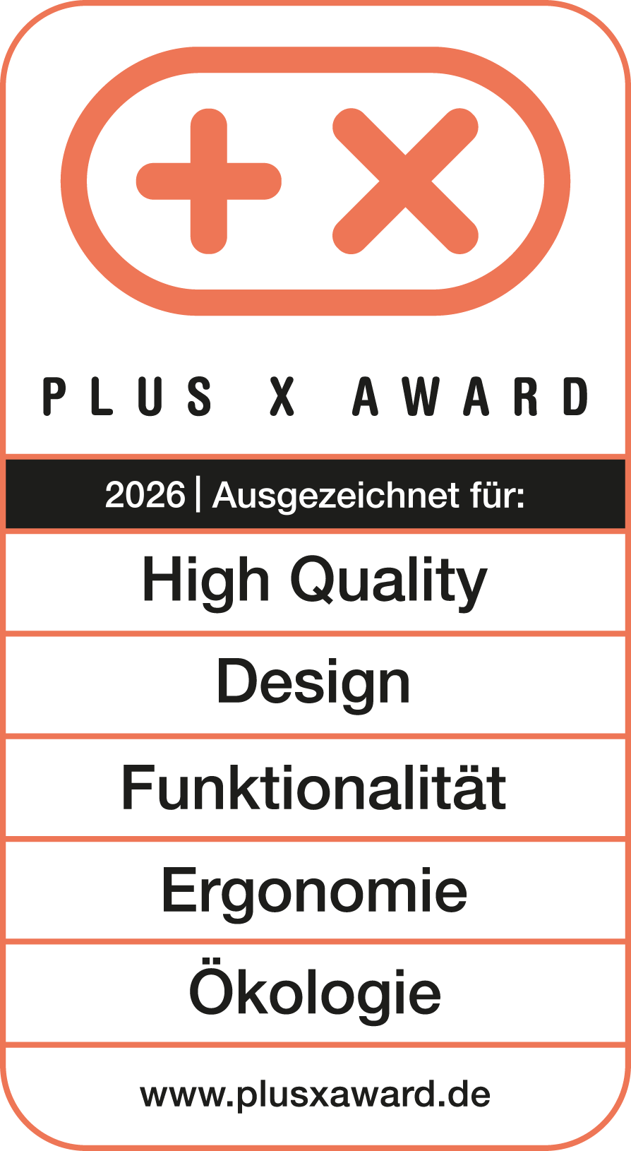 PLUS X AWARD 2026 – Dauphin Indeed in den Kategorien High Quality, Design, Funktionalität, Ergonomie und Ökologie ausgezeichnet