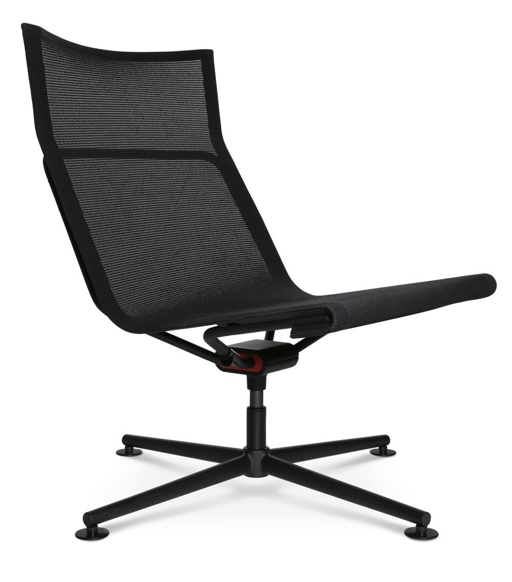Moderner, ergonomischer Bürostuhl mit schlankem Design und schwarzem Netzbezug für dynamisches Sitzen.