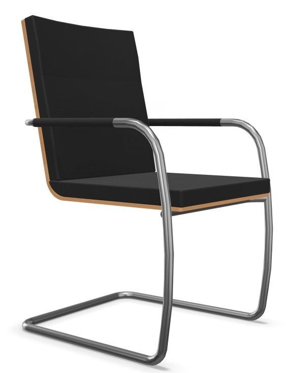 Moderner schwarzer Freischwinger-Bürostuhl mit Metallgestell, ideal für ergonomisches und dynamisches Sitzen.