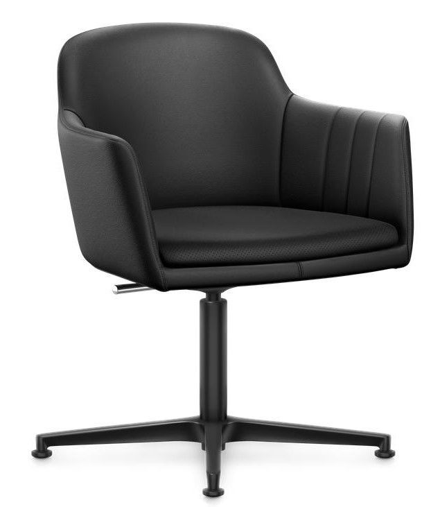 Moderner schwarzer Bürostuhl mit gepolstertem Sitz und Schwenkfuß für ergonomisches Sitzen.