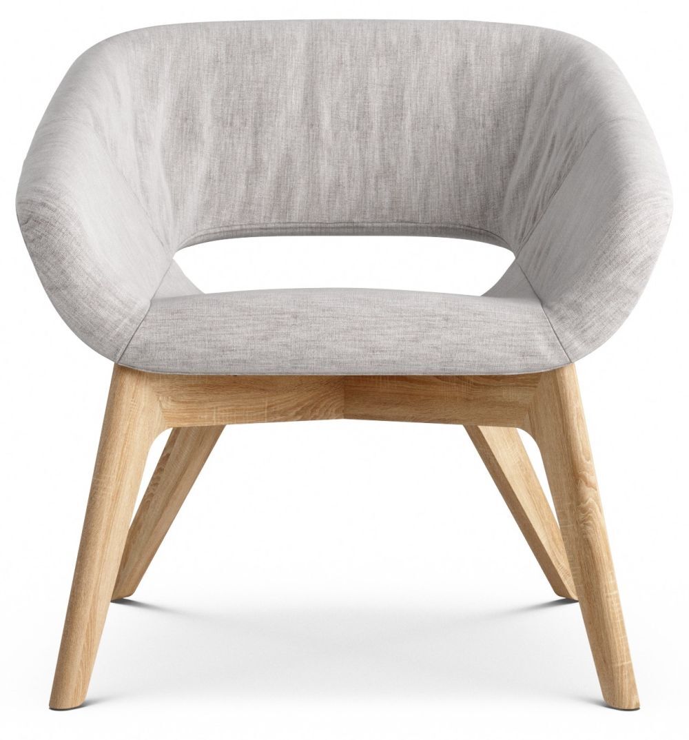 Moderner Stuhl mit grauer Polsterung und hellen Holzbeinen, ideal für ergonomisches Sitzen im Büro.