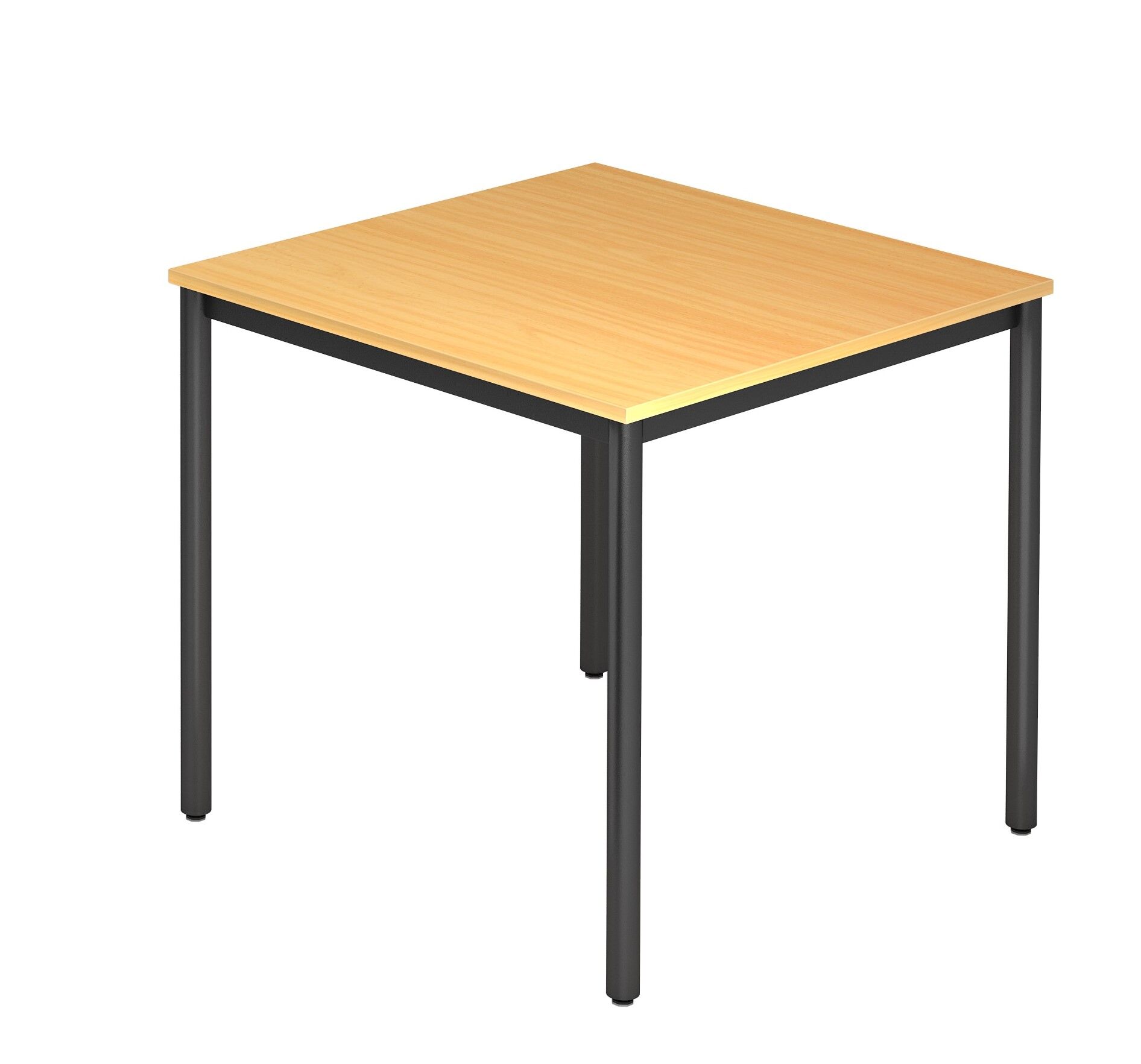 Moderner Holztisch mit Metallbeinen, ideal für ergonomische und dynamische Arbeitsumgebungen.