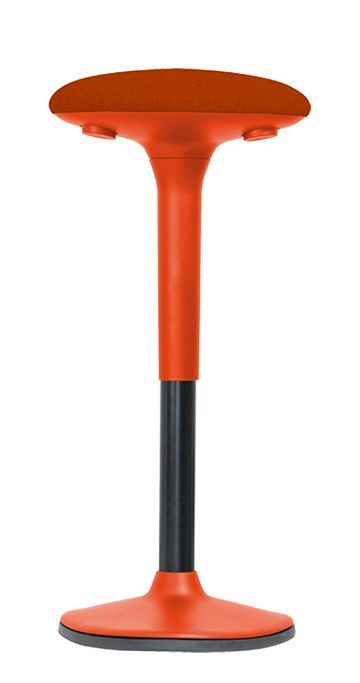 Ergonomischer, höhenverstellbarer Hocker in Rot für dynamisches Sitzen im Büro oder Homeoffice.