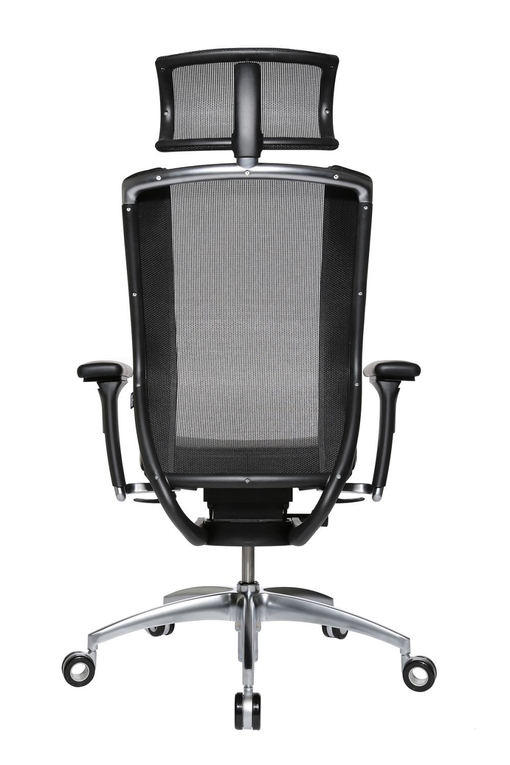 Hochwertiger ergonomischer Bürostuhl mit Netzrückenlehne und verstellbarer Kopfstütze, ideal für gesundes Sitzen.
