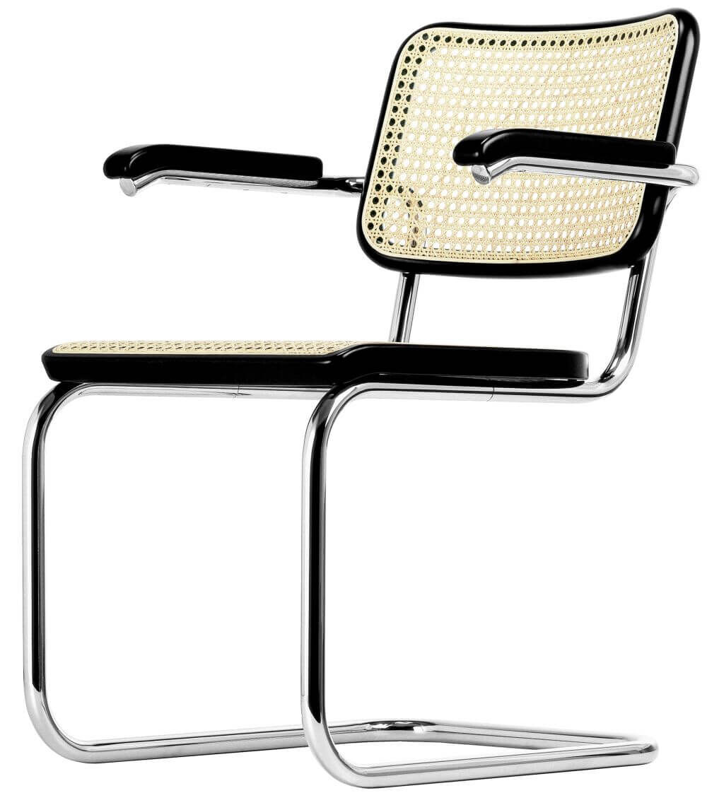 Thonet S60 Freischwinger, Stuhl, Armlehnstuhl, popular Lederstuhl