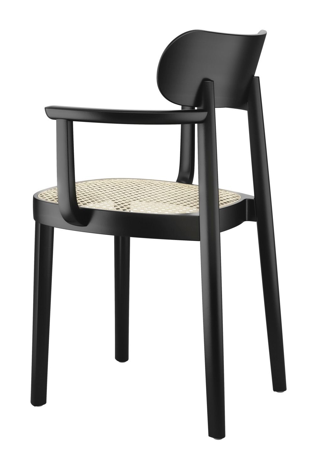 Schwarzer ergonomischer Stuhl mit geflochtener Sitzfläche, designed für dynamisches Sitzen und modernes Bürointerieur.