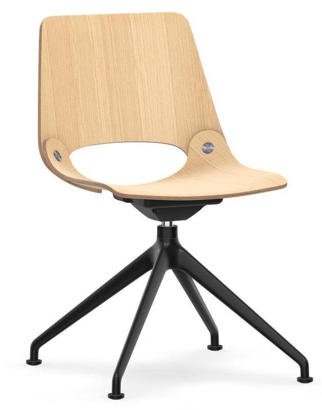 Moderner ergonomischer Bürostuhl aus hellem Holz mit schwarzem Metallfuß für dynamisches Sitzen.