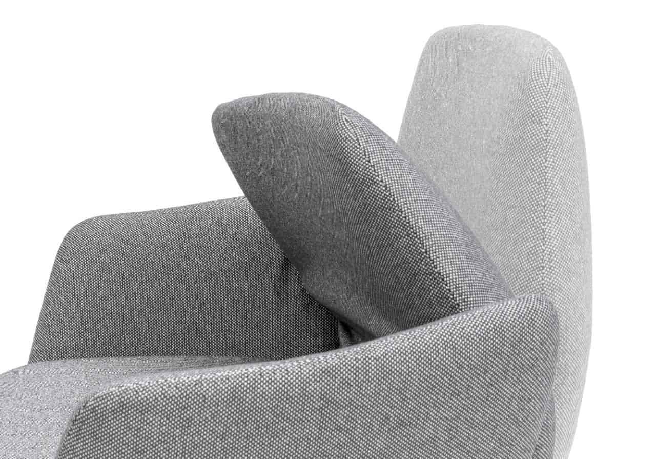 Ergonomischer Bürostuhl mit grauem Stoffbezug und verstellbarer Rückenlehne für dynamisches, gesundes Sitzen.