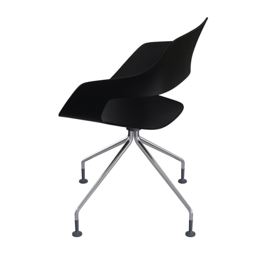 Moderner schwarzer ergonomischer Bürostuhl mit Metallbasis, betont dynamisches Sitzen und hochwertige Verarbeitung.