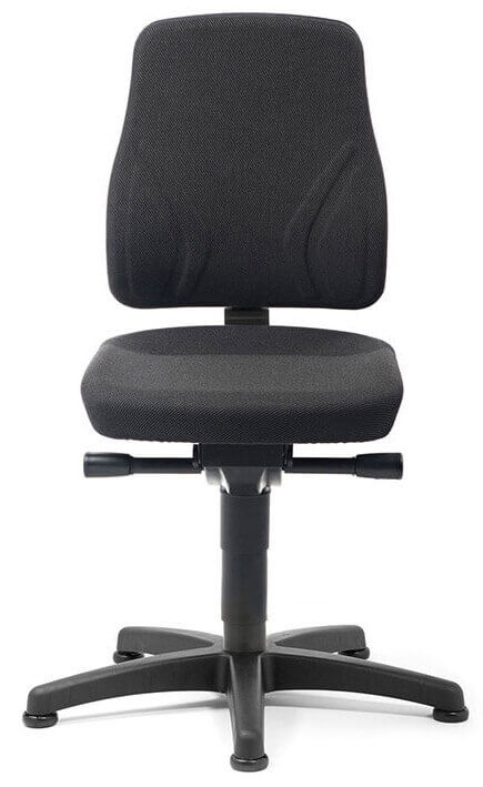 Schwarzer ergonomischer Bürostuhl mit Netzrücken und verstellbarer Höhe, ideal für dynamisches Sitzen im Büro.