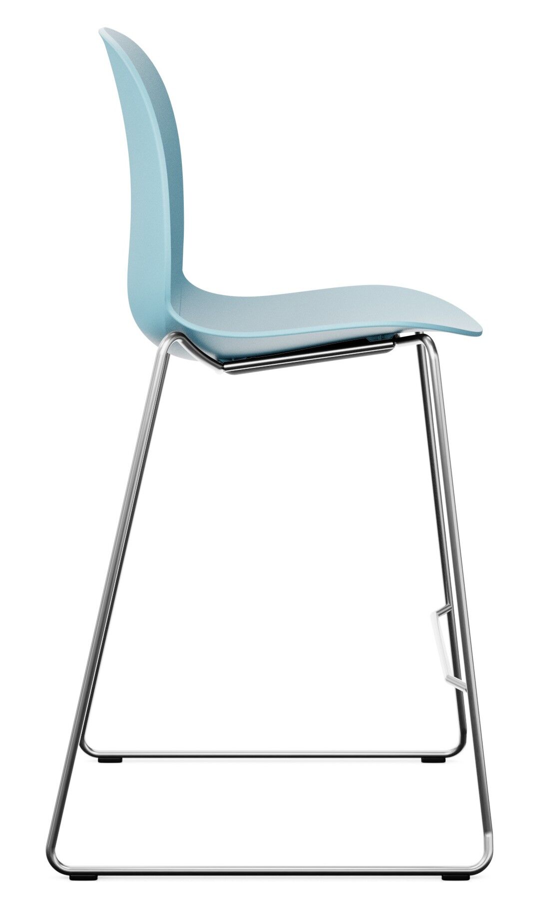 Moderner blauer Stuhl mit ergonomischem Design und schlankem Metallgestell für komfortables Sitzen im Büro.