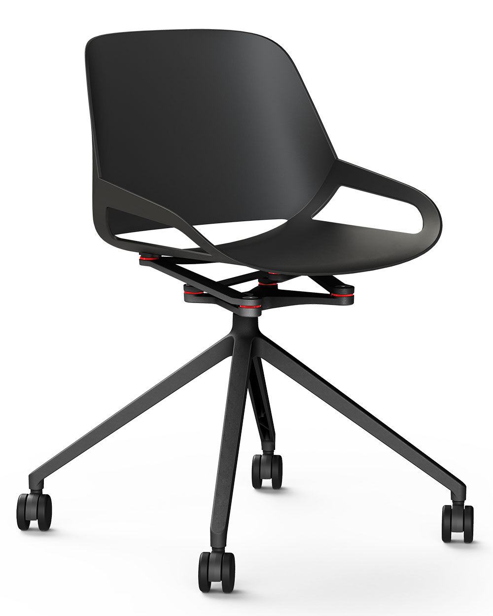 Aeris Numo Stuhl in schwarz mit Rollen, 463WR-BK-BK-BK