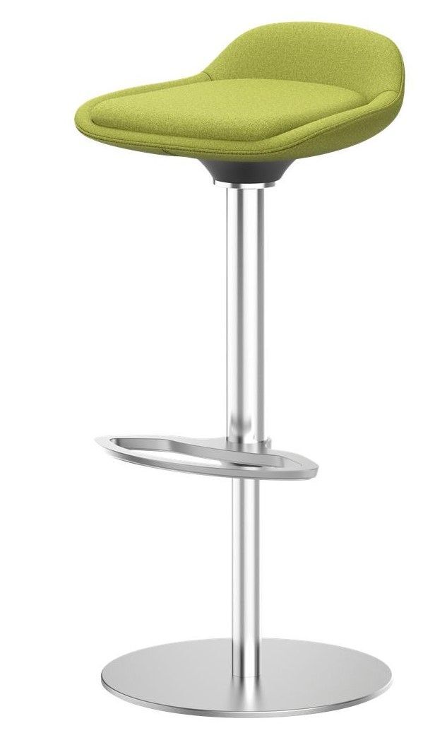 Moderner Barhocker mit grünem Sitz und verstellbarer Metallbasis, ideal für ergonomisches Sitzen.