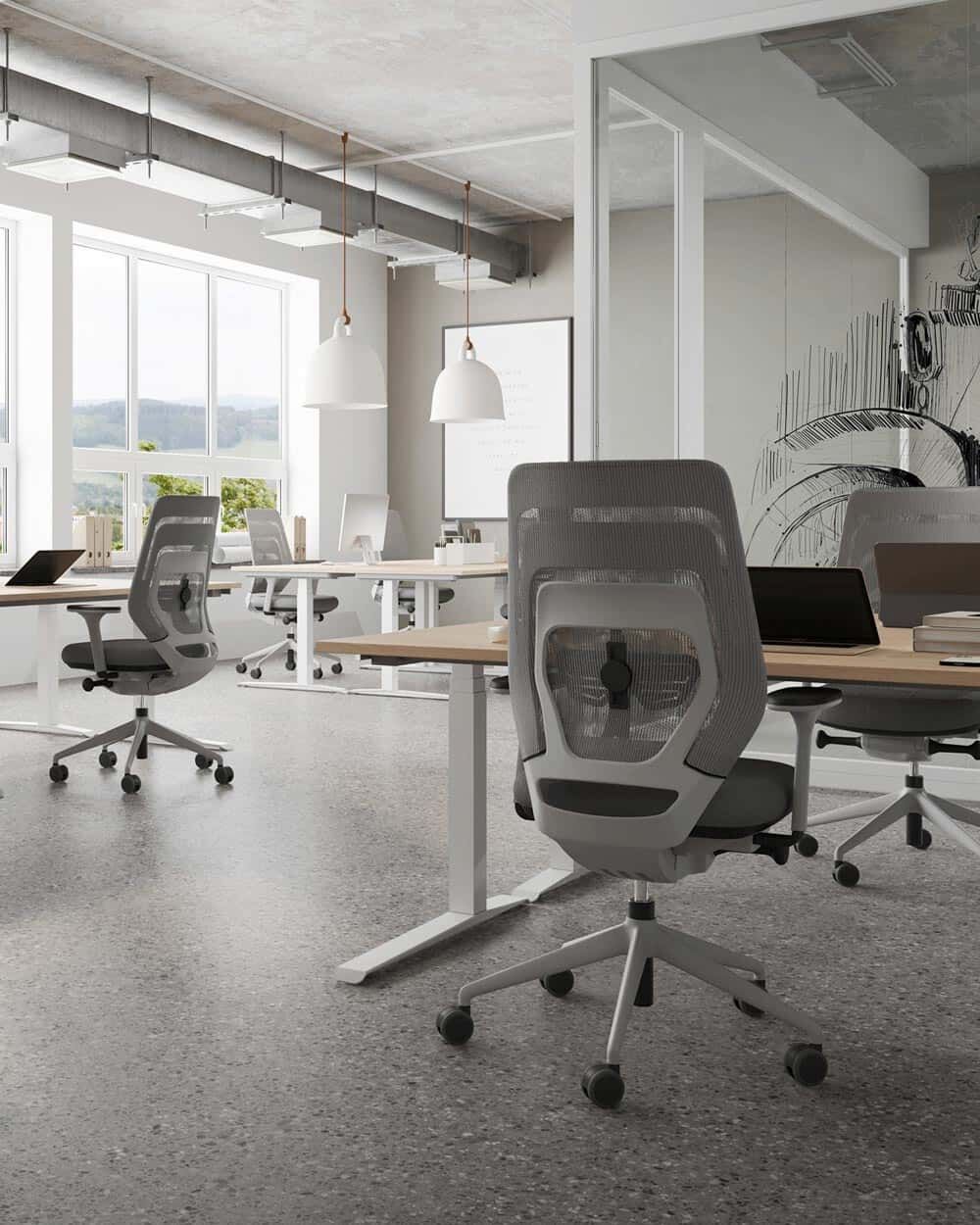 fm Asiento Bürostuhl Farbkonzept hellgrau