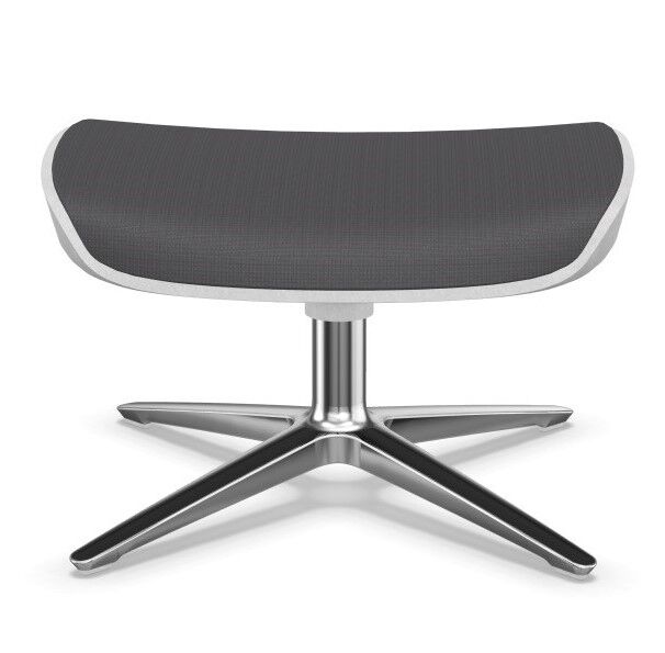 Ergonomische Fußstütze mit schwarzem Polster und verchromtem Fuß für dynamisches Sitzen im Büro.