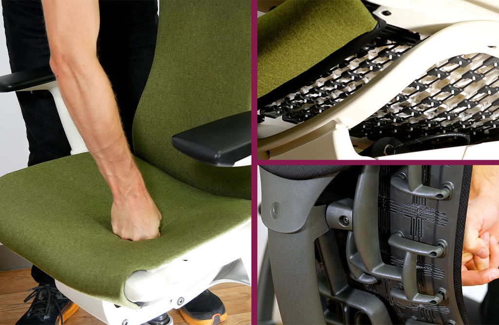 Detailaufnahmen des Pixelated Support Technik des Herman Miller Embody