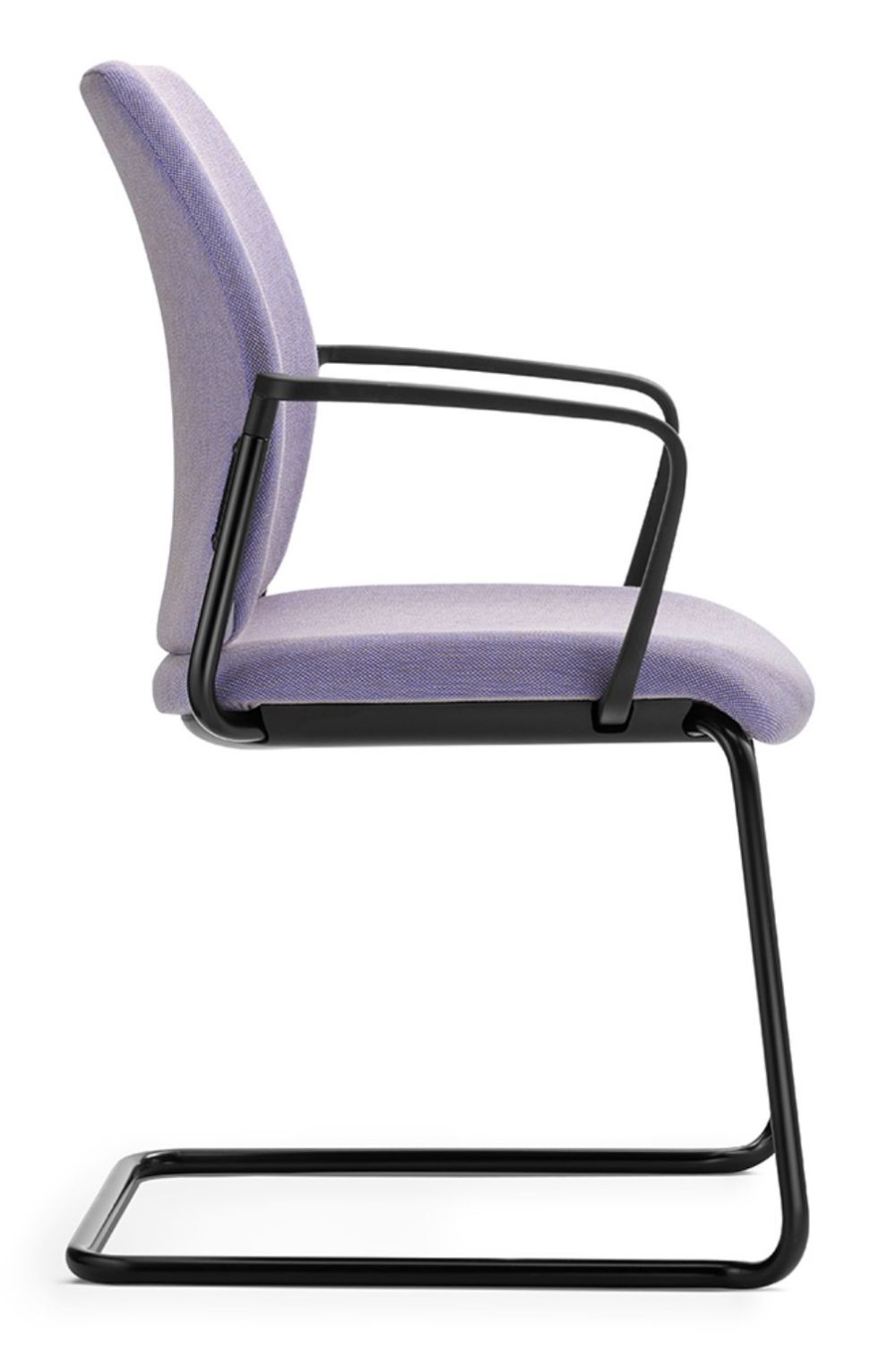 Moderner lila Bürostuhl mit ergonomischem Design und schwarzem Gestell, ideal für dynamisches Sitzen.