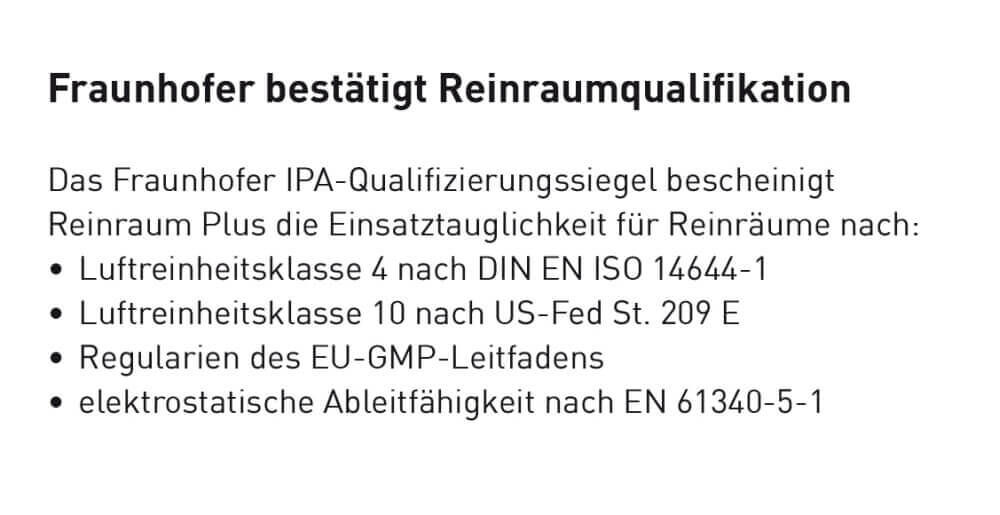 Bimos Reinraum Fraunhofer Qualifikation für Reinräume