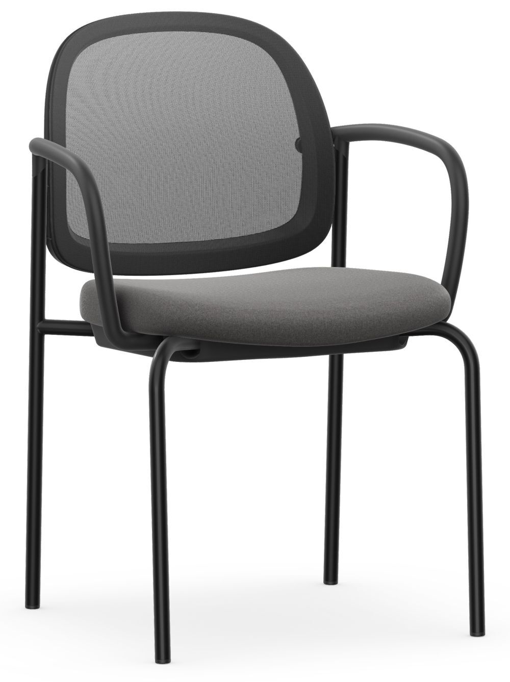 Moderner schwarzer Bürostuhl mit Netzrückenlehne und gepolstertem Sitz, ideal für ergonomisches Sitzen.