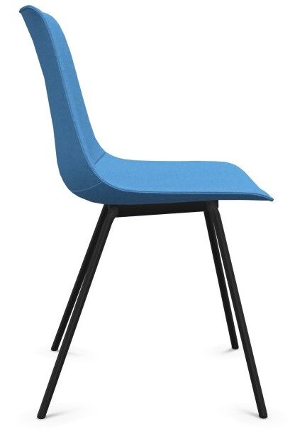 Moderner blauer ergonomischer Stuhl mit schlankem schwarzem Metallgestell, ideal für dynamisches Sitzen im Büro.