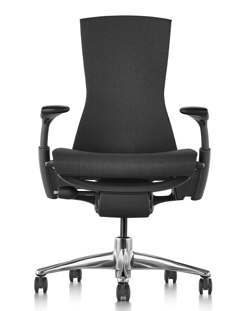 Herman Miller Embody Black, Fußkreuz Alu poliert