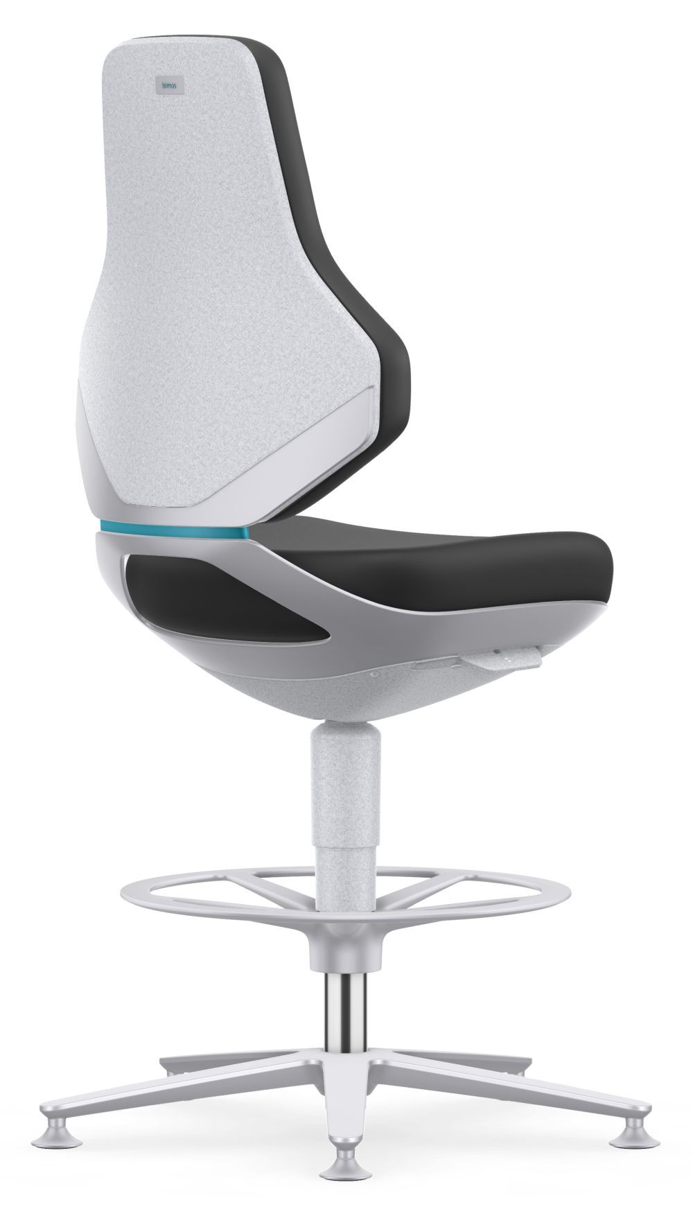 Ergonomischer Bürostuhl mit moderner, rotierender Basis und stilvollem, schwarz-weißem Design für dynamisches Sitzen.