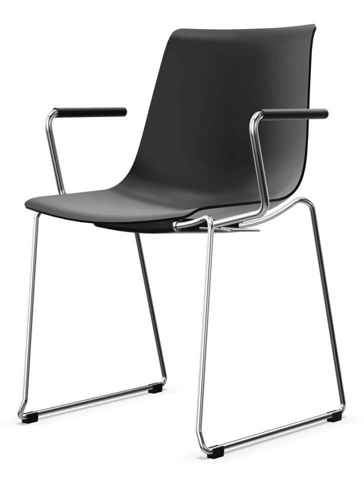 Interstuhl Shuffle SU131 Kufenstuhl schwarz mit offenen Armlehnen