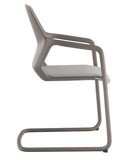 Moderner ergonomischer Freischwingerstuhl mit grauem Rahmen und gepolsterter Sitzfläche, ideal für gesundes Sitzen.
