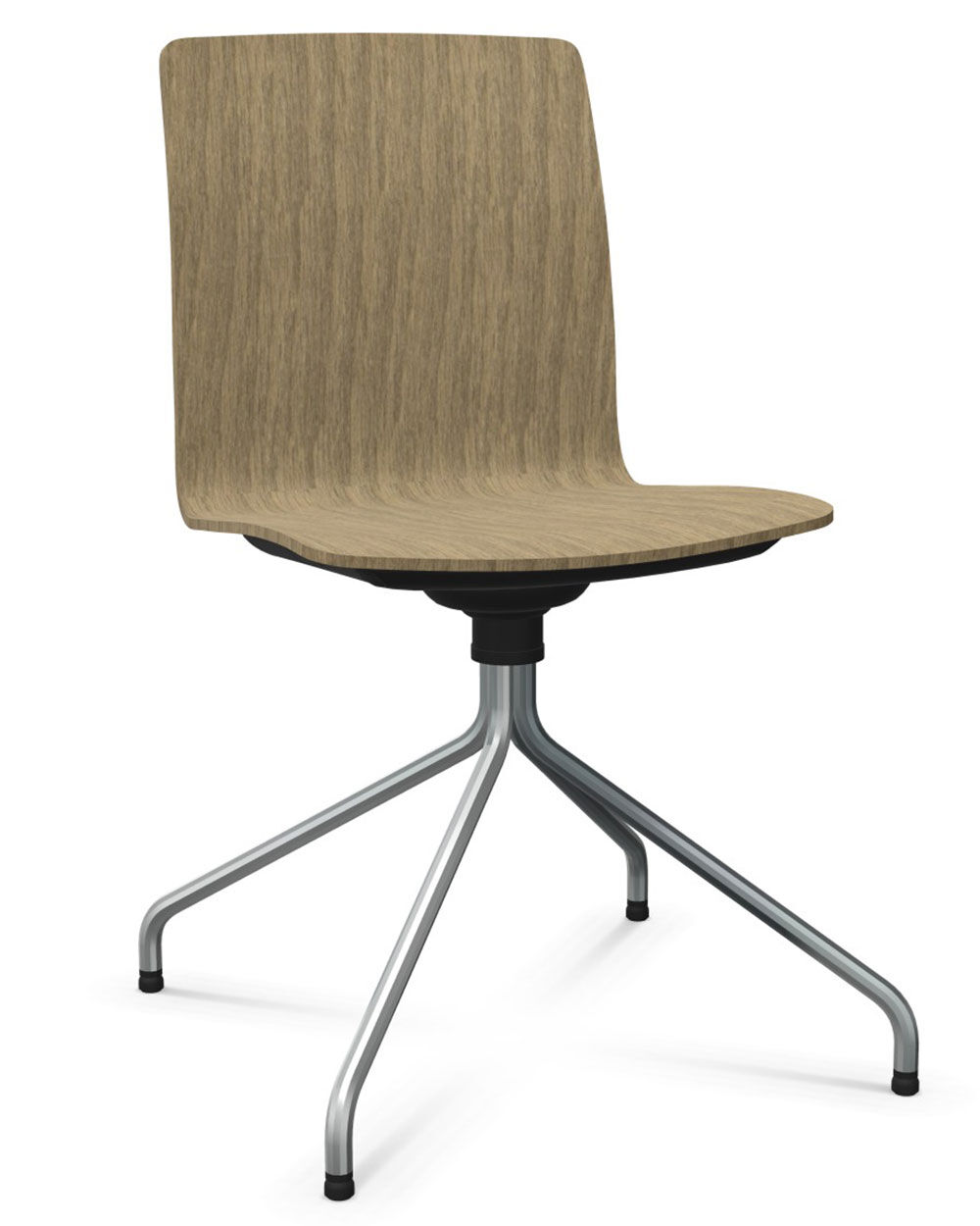 Moderner ergonomischer Stuhl mit Holzoptik und stabilem Metallgestell, ideal für dynamisches Sitzen im Büro.
