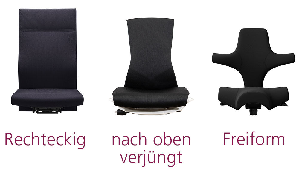 Verschiedene Formen von Rückenlehnen Verschiedene Formen von Rückenlehnen