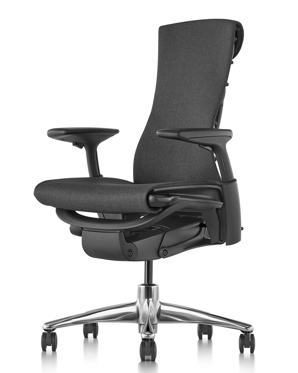 Herman Miller Embody Black, Fußkreuz Alu poliert