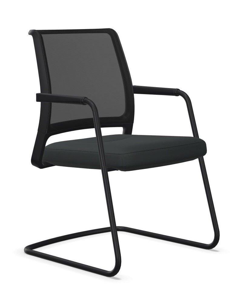 Moderner schwarzer Bürostuhl mit Netzrückenlehne und schlankem Design, ideal für ergonomisches Sitzen im Büro.