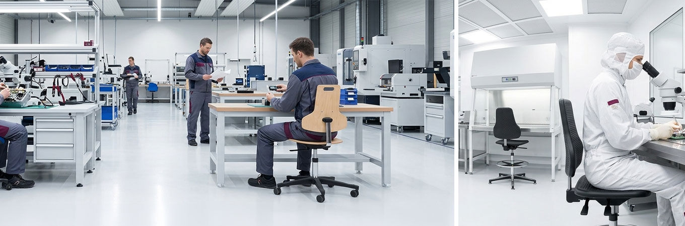 Dauphin Tec Profile Arbeitsstühle in Produktion und Labor