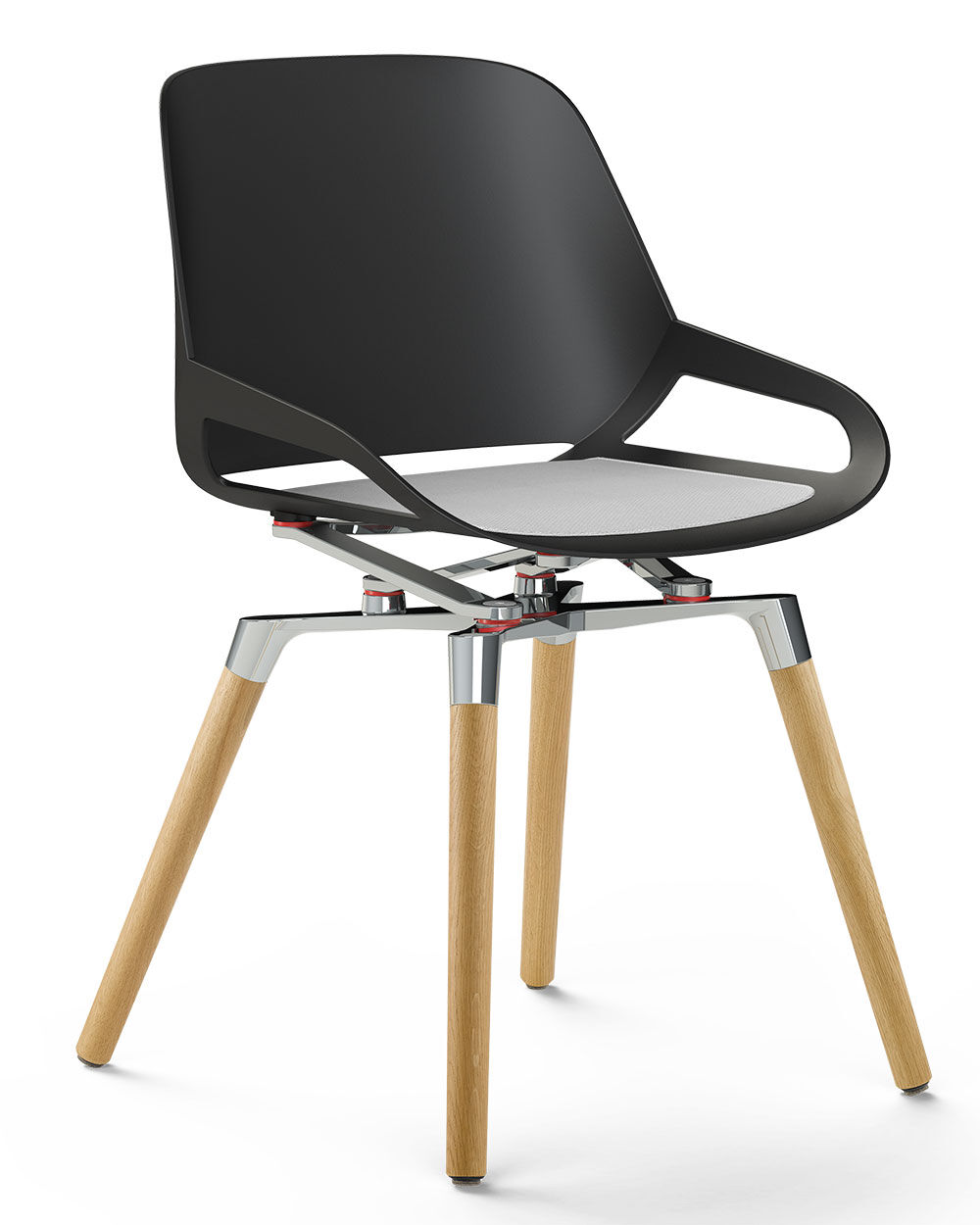 aeris numo mit Holzbeinen und Sitzschale schwarz, Ansicht hinten