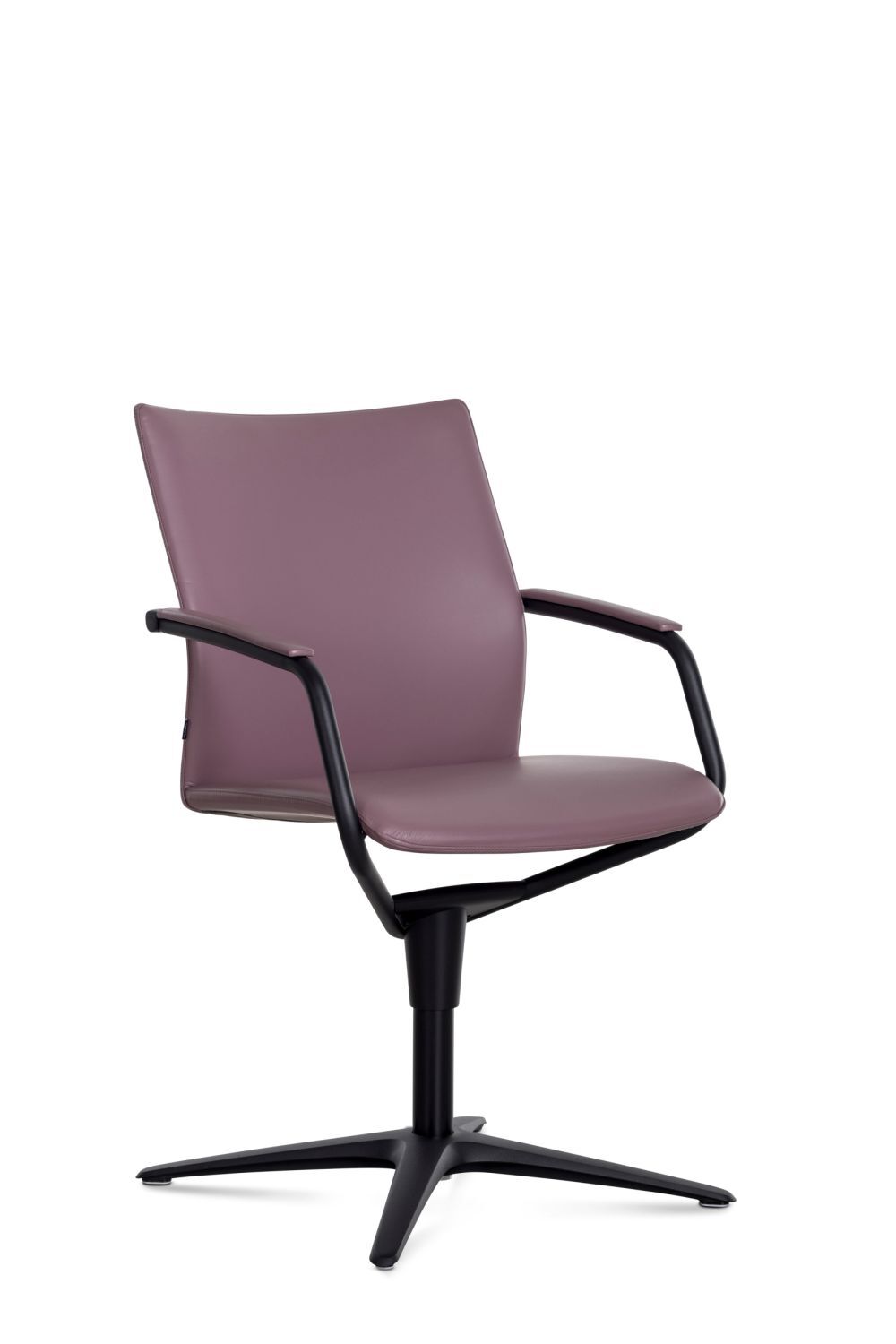 Ergonomischer Bürostuhl in Rosé mit schwarzem Gestell und Armlehnen, ideal für dynamisches Sitzen.