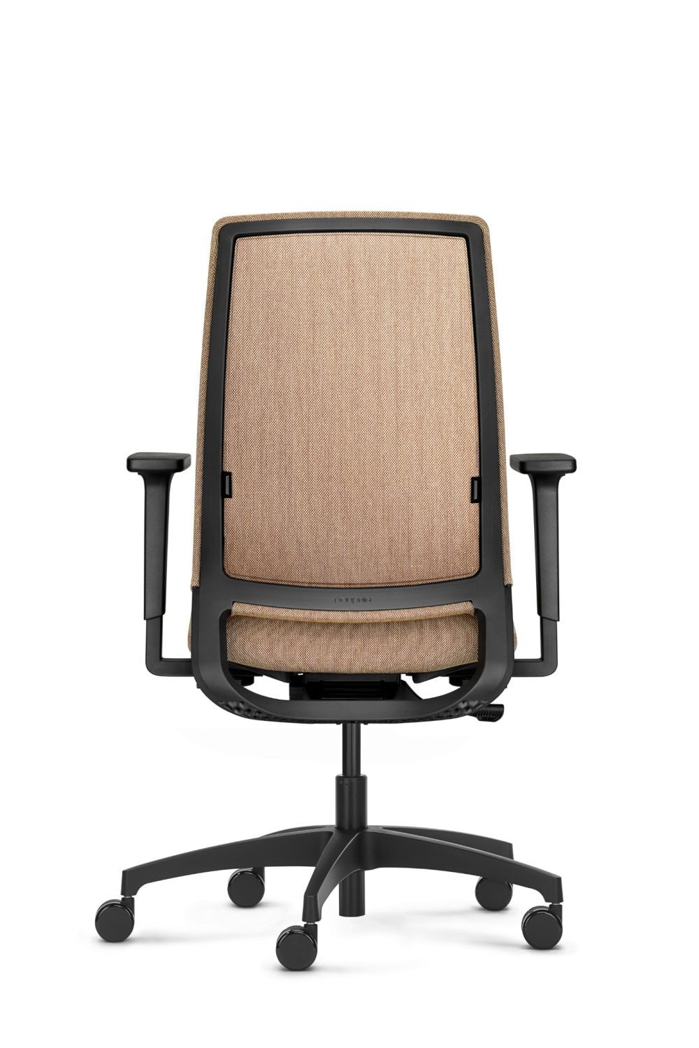 Ergonomischer Bürostuhl mit gepolstertem Rückenteil und höhenverstellbaren Armlehnen, ideal für dynamisches Sitzen.