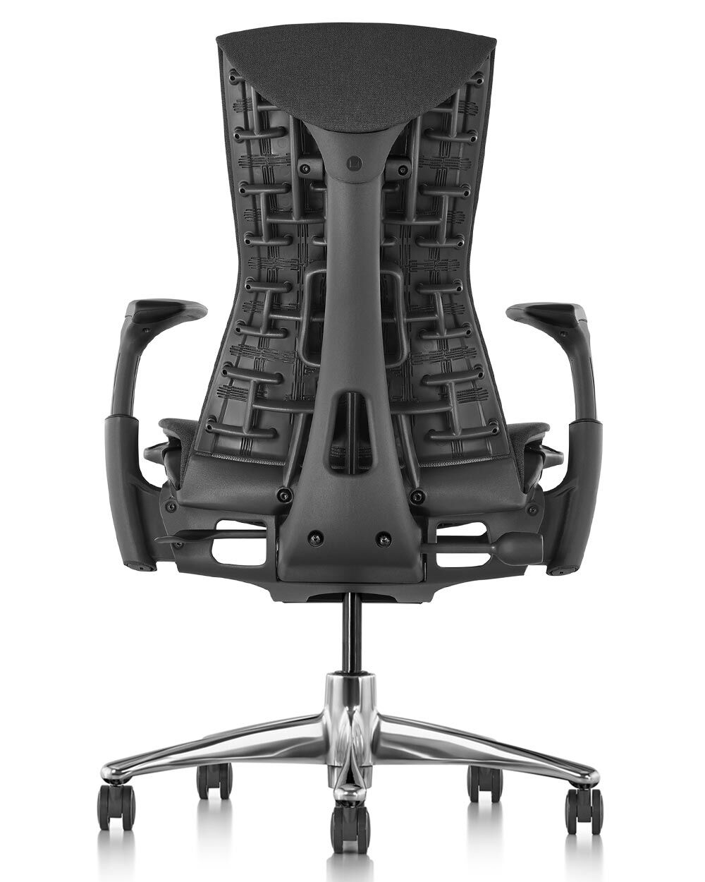 Herman Miller Embody Black, Fußkreuz Alu poliert