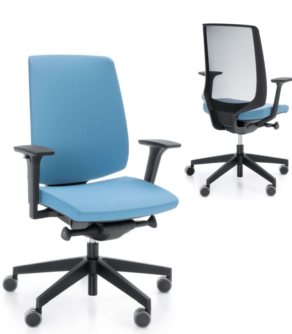 Profim Light Up Bürostuhl mit Synchronmechanik - Ergonomischer Drehstuhl für den PC-Arbeitsplatz, frei konfigurierbar mit Netz- oder Polsterrücken, bis 120 kg belastbar, 5 Jahre Herstellergarantie Image