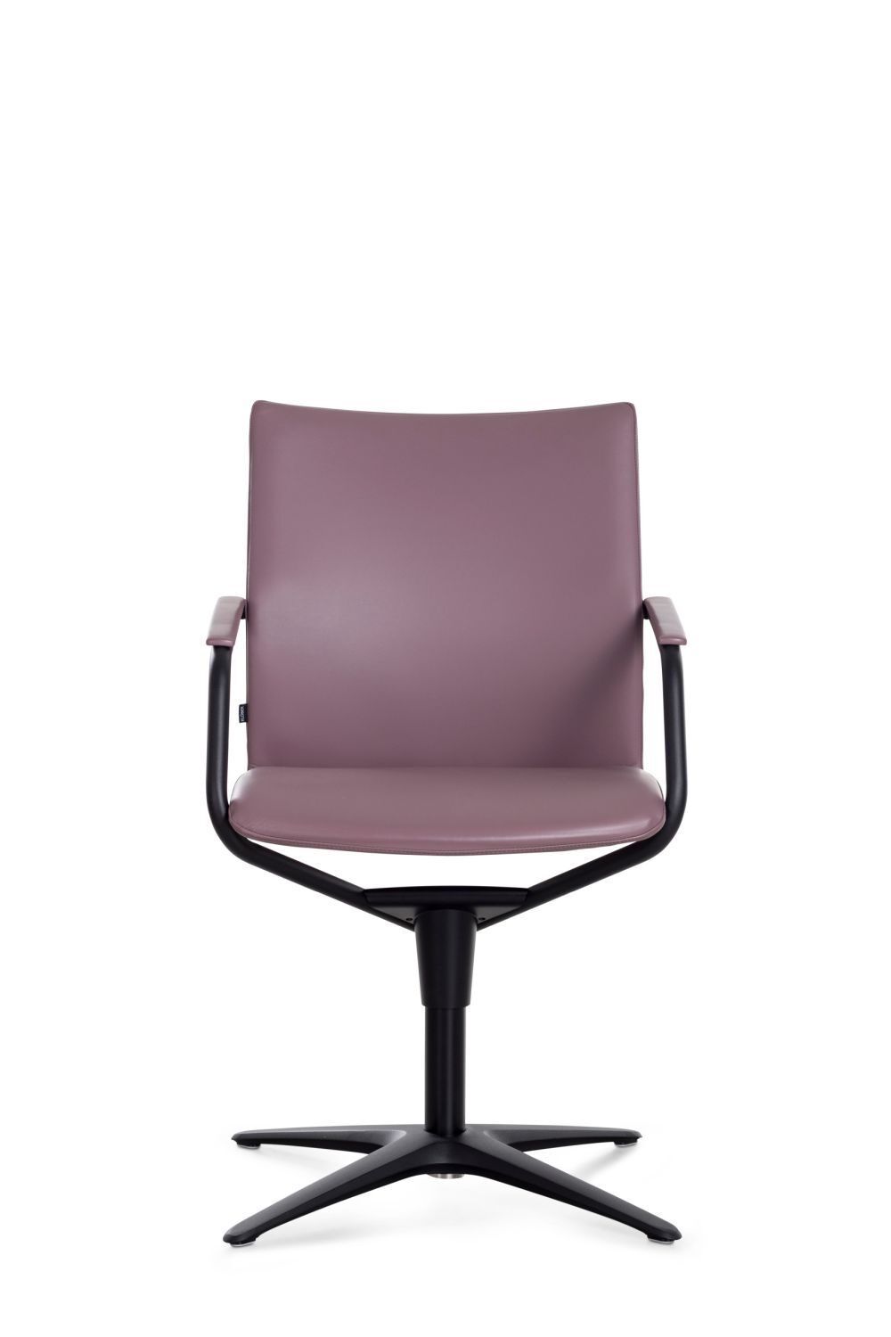Ergonomischer Bürostuhl mit violettem Bezug und schwarzem Gestell, ideal für bequemen und dynamischen Sitzkomfort.