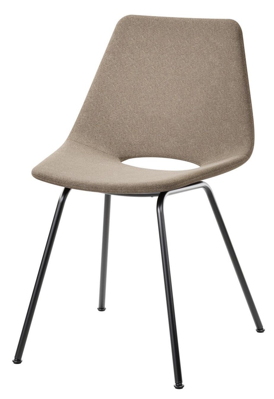 Moderner Bürostuhl mit beigem Sitz und schwarzen Metallbeinen, ideal für ergonomisches Sitzen.