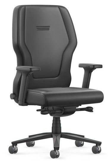 Hochwertiger ergonomischer Bürostuhl mit schwarzen Armlehnen und verstellbarer Rückenlehne für dynamisches Sitzen.