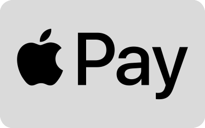Apple Pay Logo auf grauem Hintergrund.
