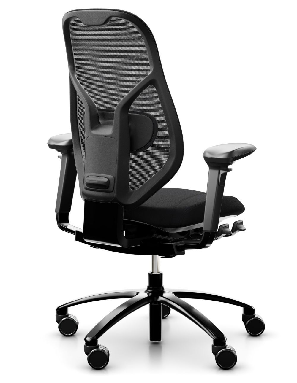 Ergonomischer Bürostuhl mit Netzrückenlehne und verstellbaren Armlehnen für dynamisches Sitzen und optimalen Komfort.