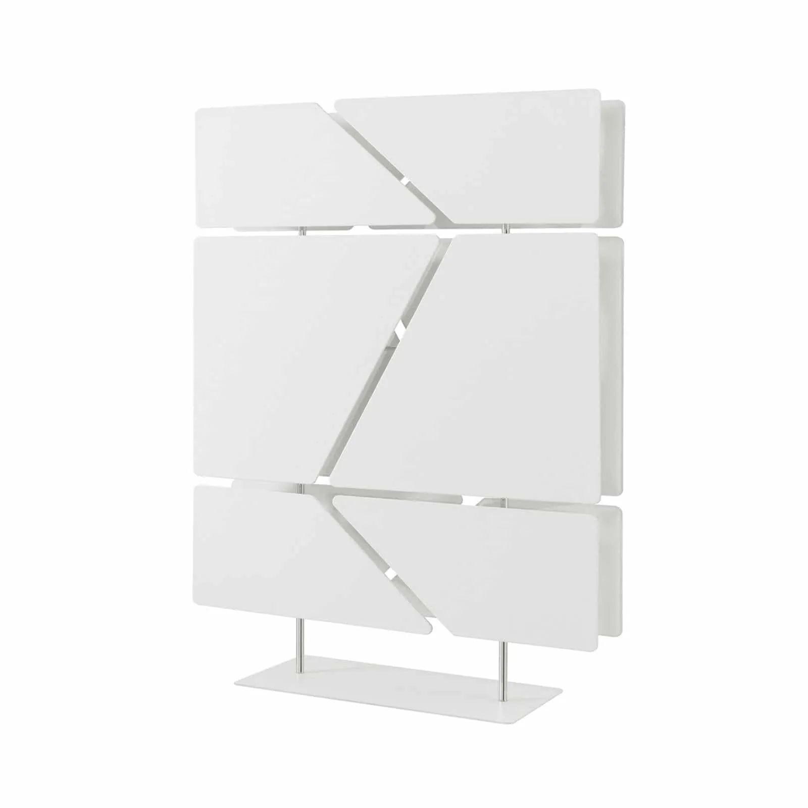 Weiße, geometrische Akustikpaneele mit modernem Design, ideal zur Schallabsorption in Büroumgebungen.